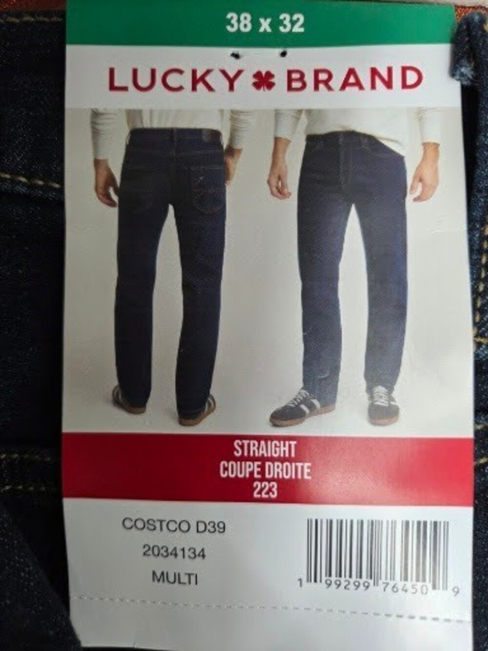 Lucky Brand 223 Straight Leg Stretch Jeans, Dark Wash, 38x32 - Picture 5 of 6
